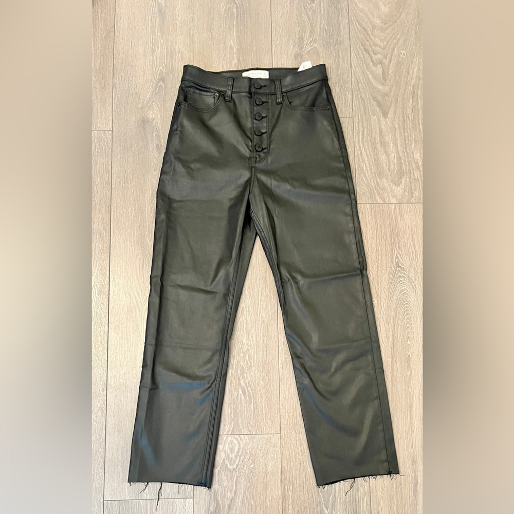 Black Faux Leather High Rise Pants